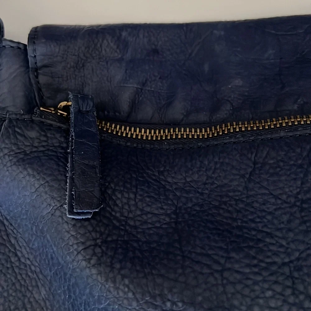 Lucky Brand Blue Fringed Leather Shoulder Bag